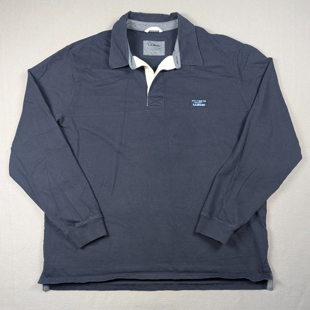 L.L. Bean Rugby Shirt Mens XL Blue Lakewashed Long Sleeve Traditional Fit 504190 - Picture 2 of 10